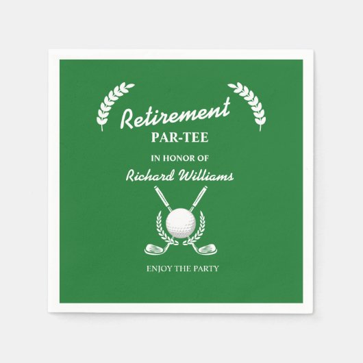 Retirement Golf Clubs Wreath Theme Party Servet (Voorkant)