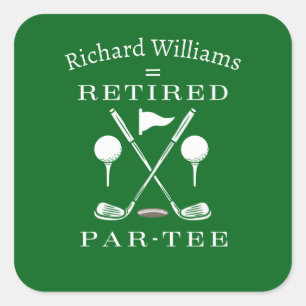 Retirement Golf Moderne Embleem Golf Clubs Gepensi Vierkante Sticker