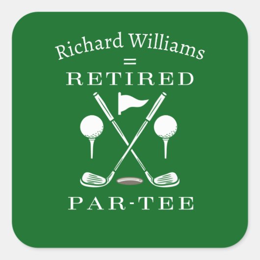 Retirement Golf Moderne Embleem Golf Clubs Gepensi Vierkante Sticker (Voorkant)