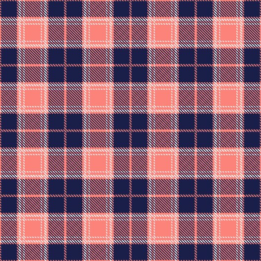 Retirement Home Curtain Coral Navy Plaid Design Douchegordijn