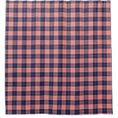 Retirement Home Curtain Coral Navy Plaid Design Douchegordijn (Voorkant)