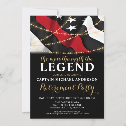 Retirement Legend Thin Red Line Firefighter Retire Kaart (Voorkant)