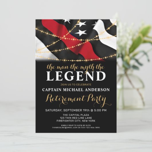 Retirement Legend Thin Red Line Firefighter Retire Kaart (Staand voorkant)