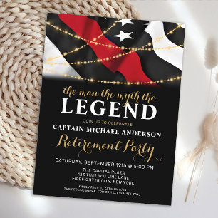 Retirement Legend Thin Red Line Firefighter Retire Uitnodiging Briefkaart