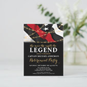 Retirement Legend Thin Red Line Firefighter Retire Uitnodiging Briefkaart (Staand voorkant)