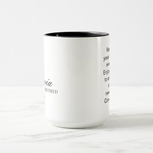 Retirement Mug, Personalized Happy Retirement Cup, Mok (Midden)