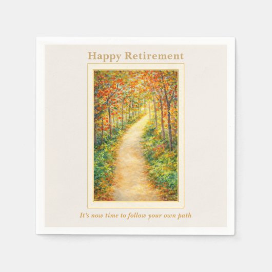 Retirement Napkin | Autumn Path Countryside Scene Servet (Voorkant)