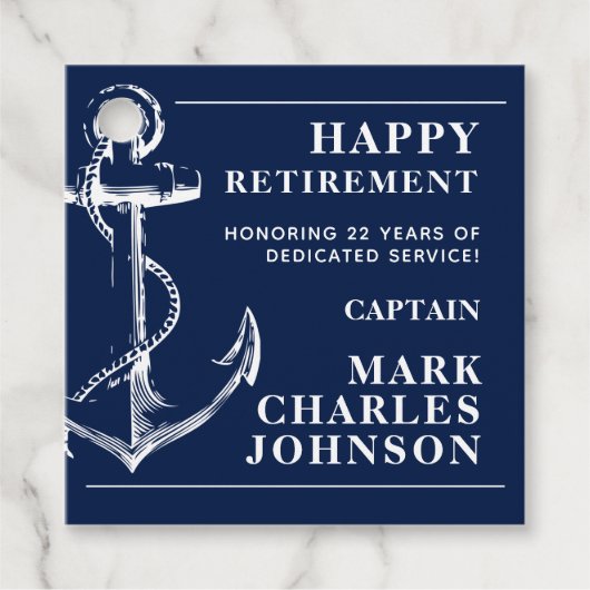 Retirement Navy Anchor Bedankjes Labels (Voorkant)