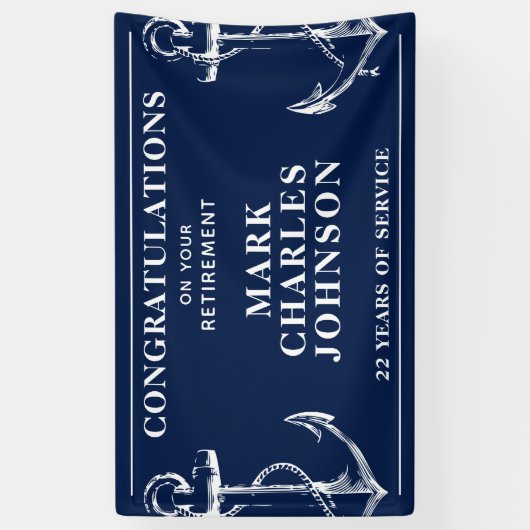 Retirement Navy Anchor Spandoek (Verticaal)