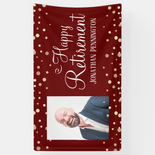 Retirement One Photo Fun Confetti Spandoek (Verticaal)