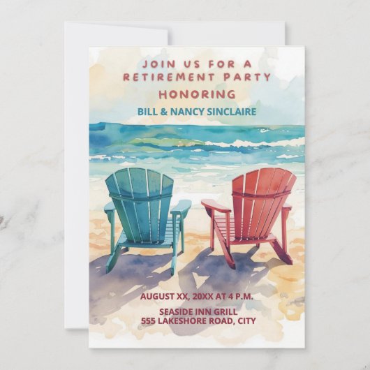 Retirement Party Beach Theme Casual Fun Kaart (Voorkant)