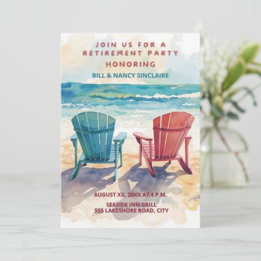 Retirement Party Beach Theme Casual Fun Kaart (Staand voorkant)