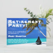 Retirement Party Beach Theme With Name Kaart (Staand voorkant)