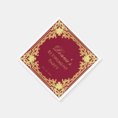 Retirement Party Burgundy Faux Gold Elegant Script Servet (Hoek)