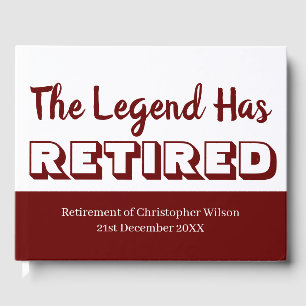Retirement Party Dark Red De legende is met pensio Gastenboek