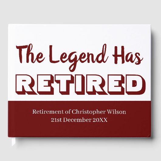 Retirement Party Dark Red De legende is met pensio Gastenboek (Voorkant)