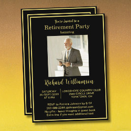 Retirement Party Elegant and Gold Photo  Kaart