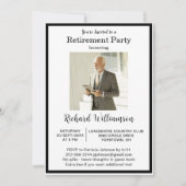 Retirement Party Elegant Black White Photo  Kaart (Voorkant)