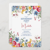 Retirement Party Floral Watercolor Invitation Kaart (Voorkant / Achterkant)