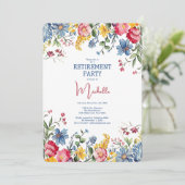 Retirement Party Floral Watercolor Invitation Kaart (Staand voorkant)