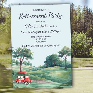 Retirement Party Golf Cart Watercolor  Kaart
