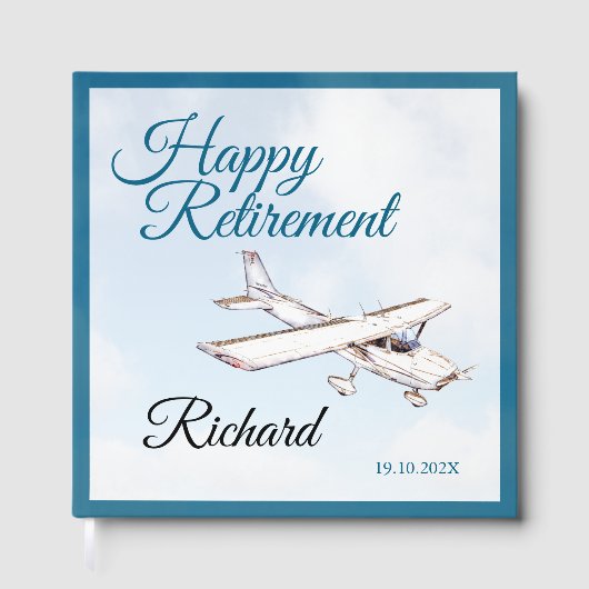 Retirement Party Guest book with Airplane Design 3 Gastenboek (Voorkant)