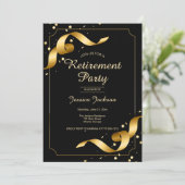 Retirement Party Invitation with Gold Ribbons Kaart (Staand voorkant)