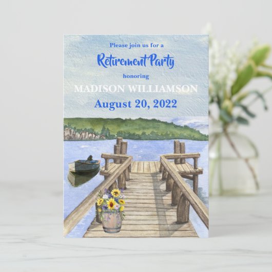 Retirement Party Mountain Lake Dock Kaart (Staand voorkant)