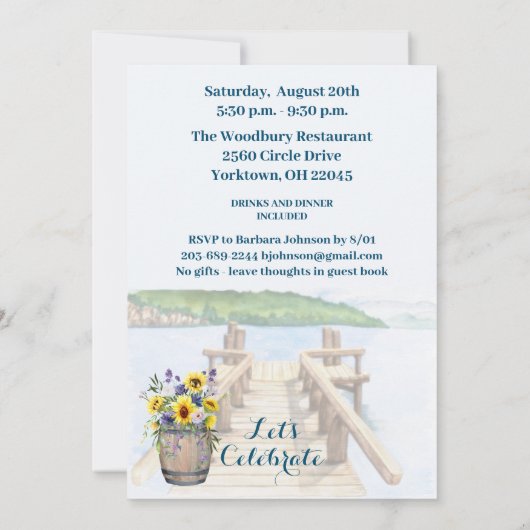 Retirement Party Mountain Lake Dock Kaart (Achterkant)