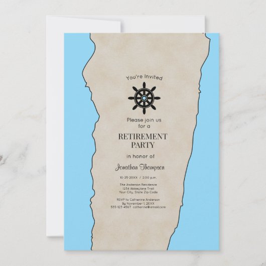 Retirement Party Nautical Custom Invitation Kaart (Voorkant)