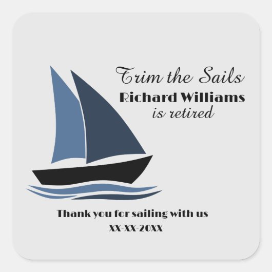 Retirement Party Nautical Sailing Theme Modern  Vierkante Sticker (Voorkant)