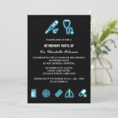 Retirement Party Neon Blue Medical Element Kaart (Staand voorkant)