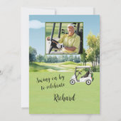 Retirement Party Photo Watercolor Golf Theme Kaart (Achterkant)