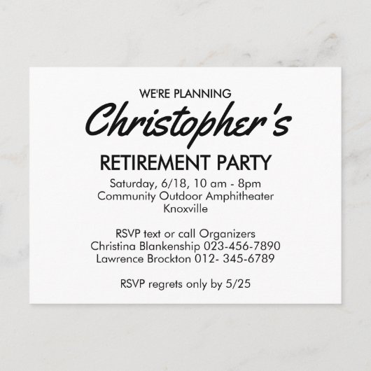 Retirement Party Replaceable Photo Save The Date Aankondigingskaart (Achterkant)