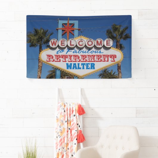 Retirement party retro Welcome to Vegas sign Spandoek (Insitu)