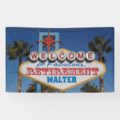 Retirement party retro Welcome to Vegas sign Spandoek (Horizontaal)