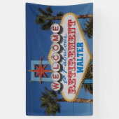 Retirement party retro Welcome to Vegas sign Spandoek (Verticaal)