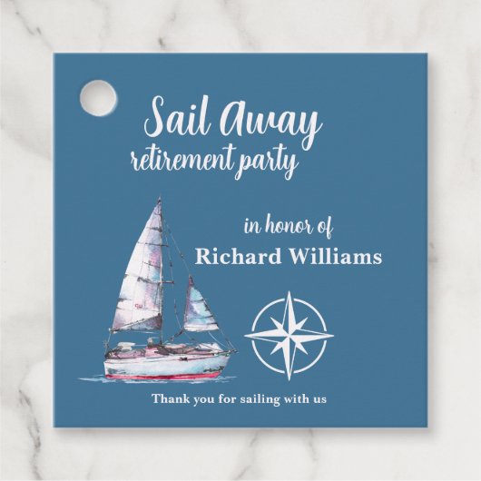 Retirement Party Sail Away Nautical Theme Bedankjes Labels (Voorkant)