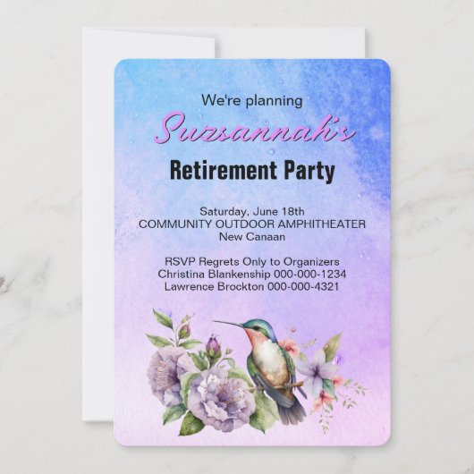 Retirement Party Save The Date Hummingbird (Voorkant)
