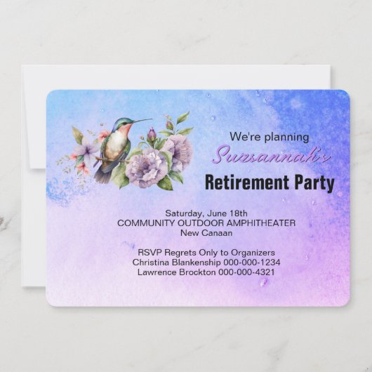 Retirement Party Save The Date Hummingbird (Voorkant)