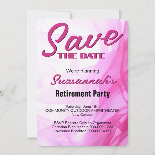 Retirement Party Save The Date Pink Abstract (Voorkant)