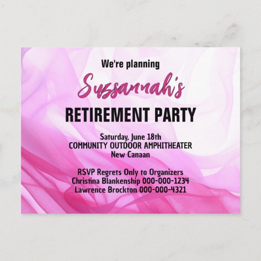 Retirement Party Save The Date Pink Abstract Aankondigingskaart (Achterkant)