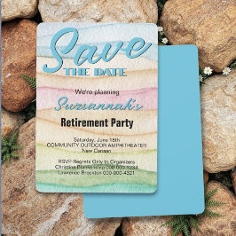 Retirement Party Save The Date Watercolor Rows