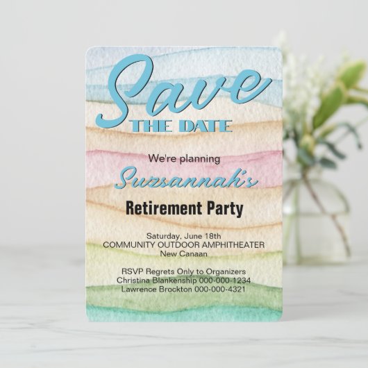 Retirement Party Save The Date Watercolor Rows (Staand voorkant)