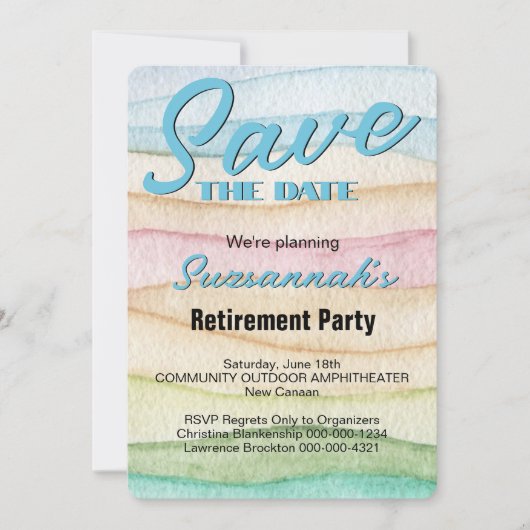 Retirement Party Save The Date Watercolor Rows (Voorkant)
