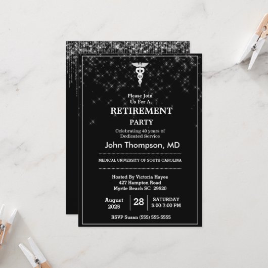 Retirement Party String Lights van legant Doctor Kaart (Voorkant / Achterkant in situ)