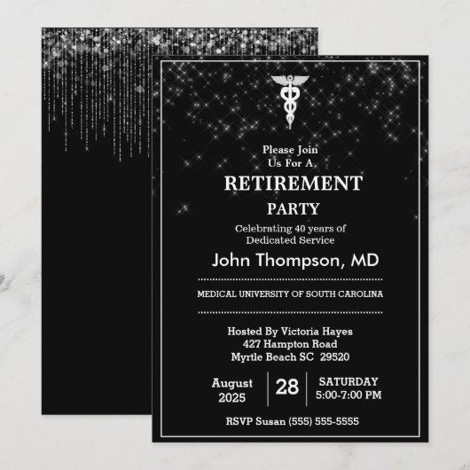 Retirement Party String Lights van legant Doctor Kaart (Voorkant / Achterkant)