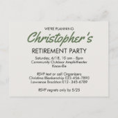 Retirement Party Vervangbare foto Sla de datum op Aankondigingskaart (Achterkant)