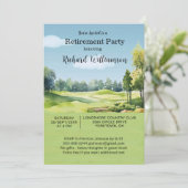 Retirement Party Watercolor Golf Theme Invitation Kaart (Staand voorkant)