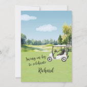 Retirement Party Watercolor Golf Theme Invitation Kaart (Achterkant)